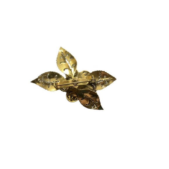 Vtg Coro Moonglow Brooch White Enamel Flowers Blue Center Signed Pin Gold Tone - Picture 6 of 10